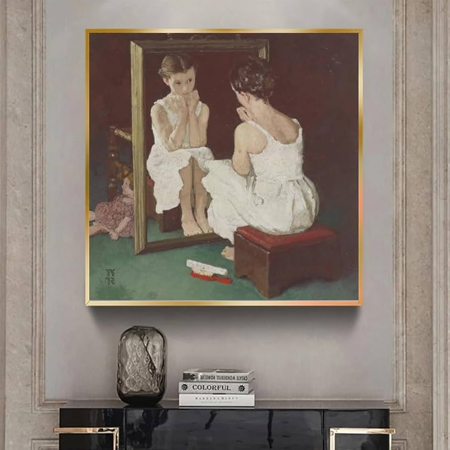 Amazon.co.jp: ノーマン・ロックウェル・ポスター《鏡を見る少女