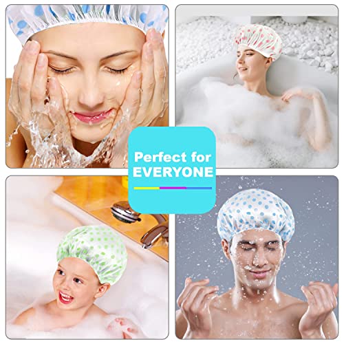 Image of Waterproof Shower Caps, Plastic Shower Cap, Elastic Bath Cap, Reusable Shower Caps, Large Hair Cap for Women, Girls, Spa, Salon Multipurpose Reusable Caps for All Size, Pack of 2