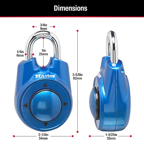 Master Lock 1500Id Locker Lock Set Your Own Directional Combinazione Lucchetto, 1 Pacco,Blu - 6