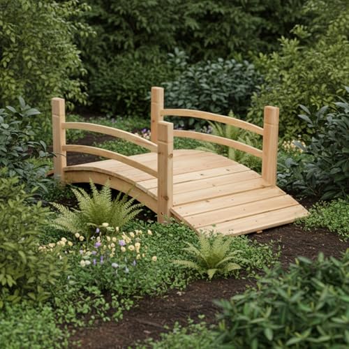 Shine Company 4980N 4 Ft. Cedar Wood Garden Bridge with Side Rails, Natural by Shine Company - Image 4