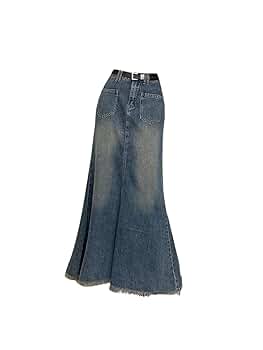 Amazon.com: Women Blue Denim Skirt Y2k A-Line Trumpet Skirt