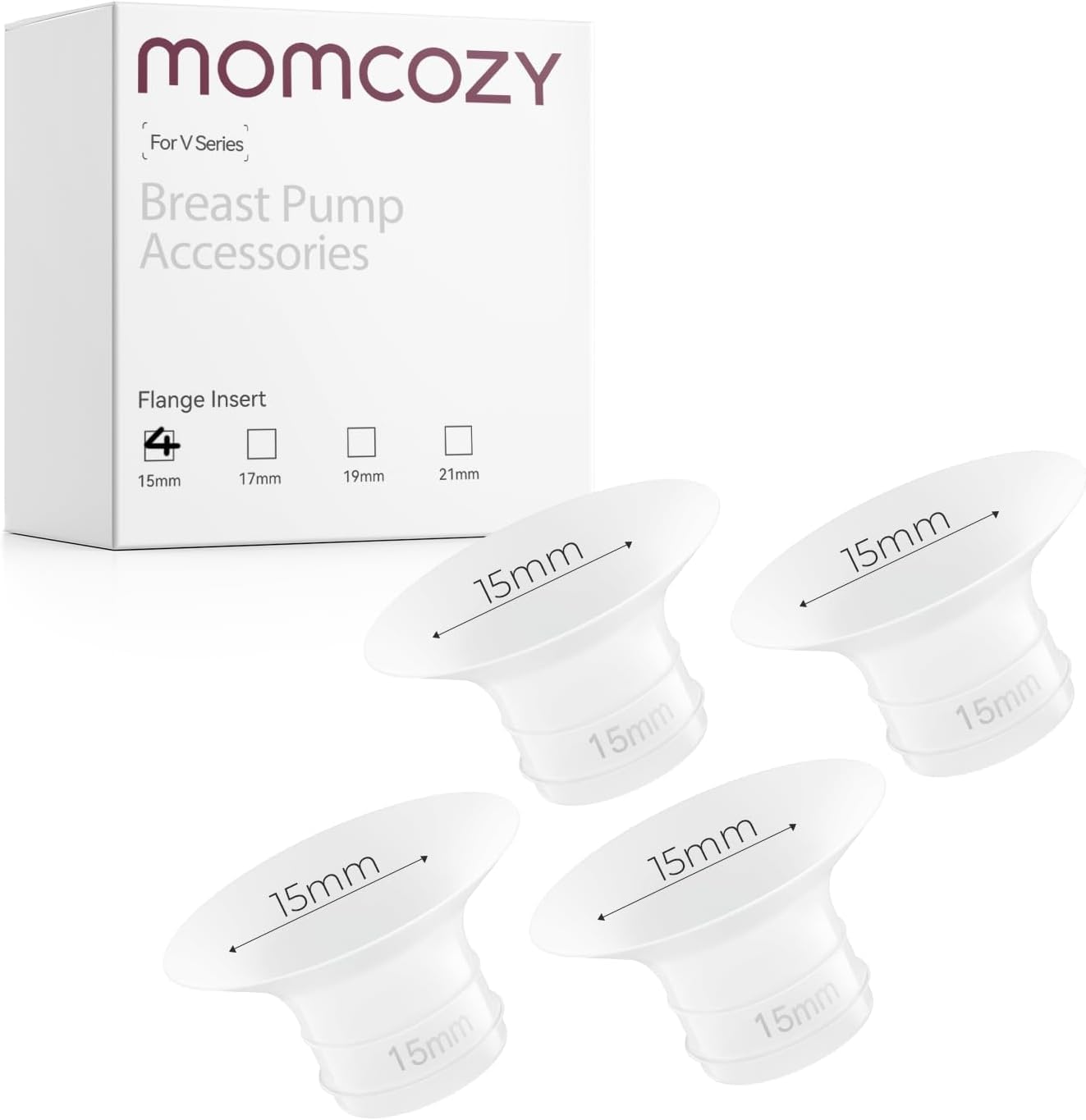 Momcozy Flanscheinsatz 15 mm – passend für V1/V2 Pro, 4 Stück