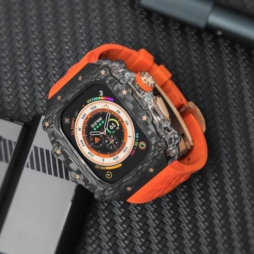 Bracelet silicone transparent et boîtier carbone étanche Apple Watch 7 - 3