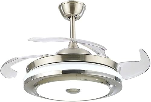 A Million Lámpara de techo moderna de 42 pulgadas con ventiladores, lámpara LED con control remoto con cuchillas retráctiles, 3 velocidades, 3