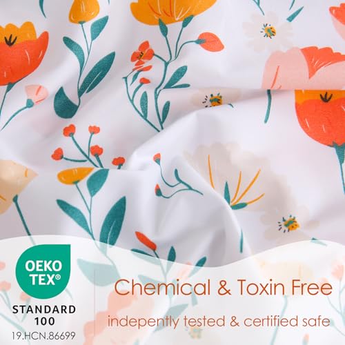 Image of JSD Floral Printed Sheet Set Cal King 16 inch Deep Pocket | 4 Piece Soft Microfiber Sheets, OEKO-TEX Certified, Colorful Flower Patterns, Easy Care