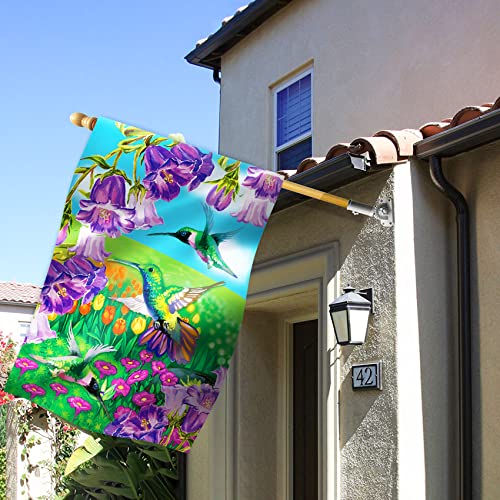 Texupday Flying Hummingbird Flowers Decoration Spring Summer House Flag Outdoor Yard Flag 28" X 40" #TOP6