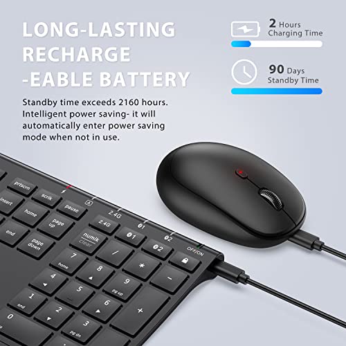Iclever Dk03 Bluetooth Keyboard And Mouse, Rechargeable Dual-Mode (Bluetooth 4.2 + 2.4G) Wireless Keyboard And Mouse Combo, Ultra-Slim Multi-Device Keyboard For Mac, Ipad, Apple, Android, Windows #TOP5
