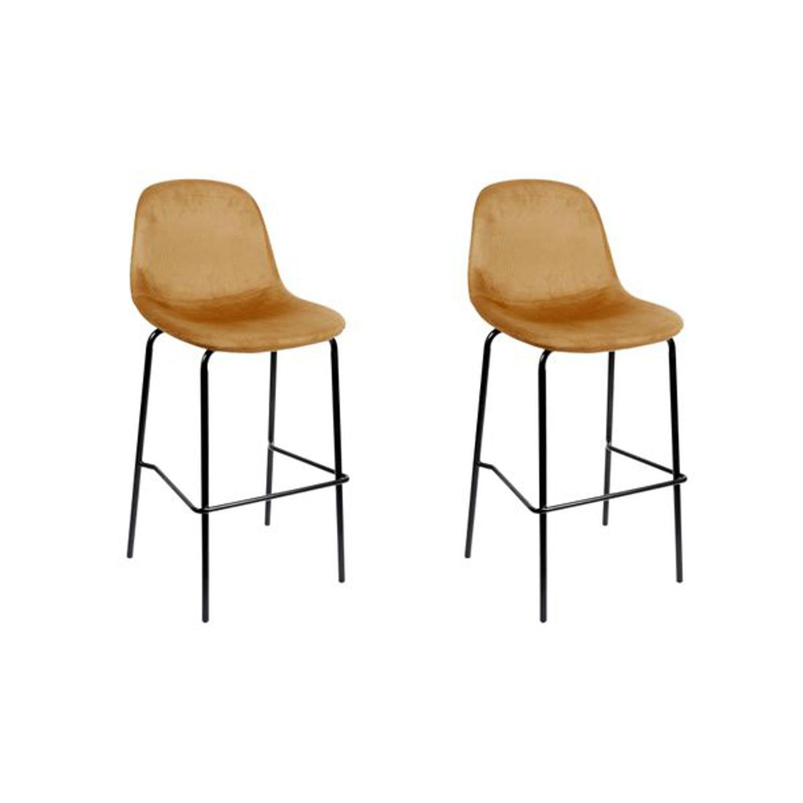Chaises de bar assise confortable jaune et noir lot de 2 Giulia HOME DECO FACTORY hauteur 70 cm