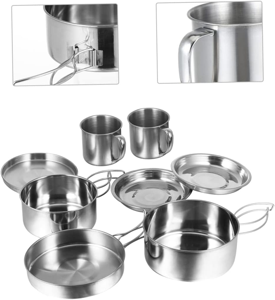 KICHOUSE Portable Outdoor Cookware for Camping Hiking and BBQ Person Stainless Steel Picnic Pot