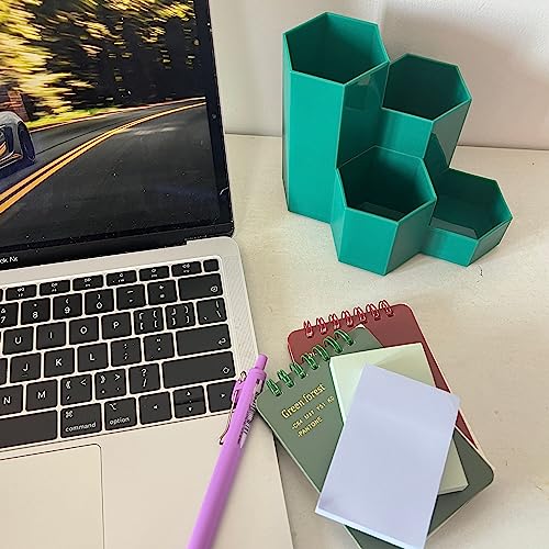 Image of Pencil Organizer Pen Holder for Desk Pens Cup Small Desk Organizer Cute Pen Holder for Office,School and Home (Teal, L-Shape)