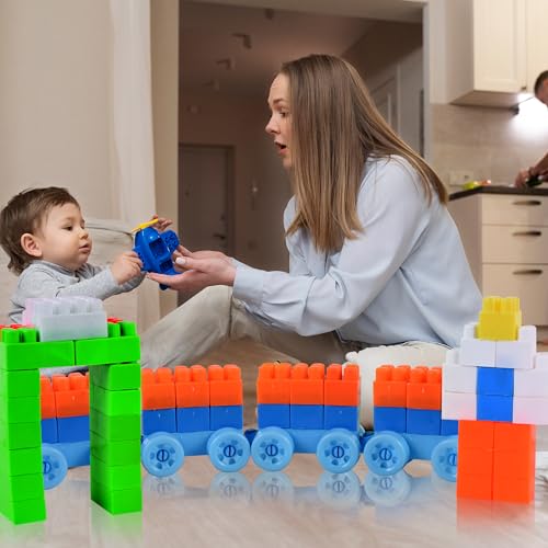 Image of DIY Building Blocks Set for Kids, 150 Pieces Construction Blocks with 24 Wheels, Build 4 Toy Cars, STEM Educational Building Kit, Creative Learning Toy for Boys & Girls 3+ Years