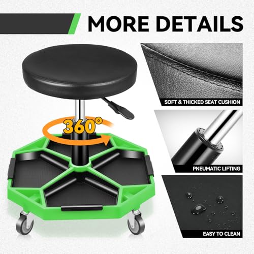 image for Auto Dynasty Mechanic Stool, Adjustable Rolling Pneumatic Creeper Gara