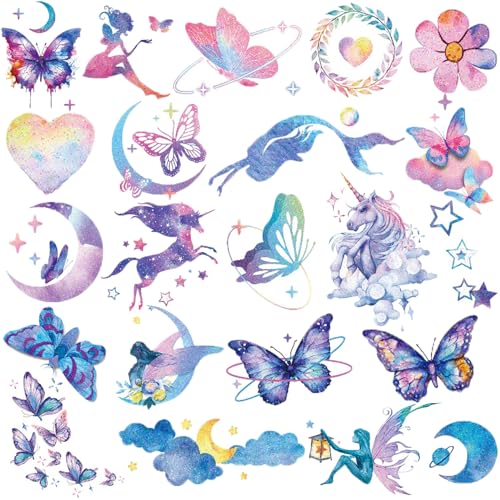Hohamn Glitter Tattoos for Girls Women, 12 Sheets Glitter