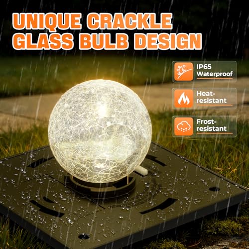 Viewsun 8 Pack Solar Post Cap Lights, Outdoor Fence Solar Powered Cap with Crackle Glass Bulb and 4 Lighting Modes Waterproof Light for Deck Patio or Garden Decor, Fits 4x4 6x6 Wooden Posts - Image 4