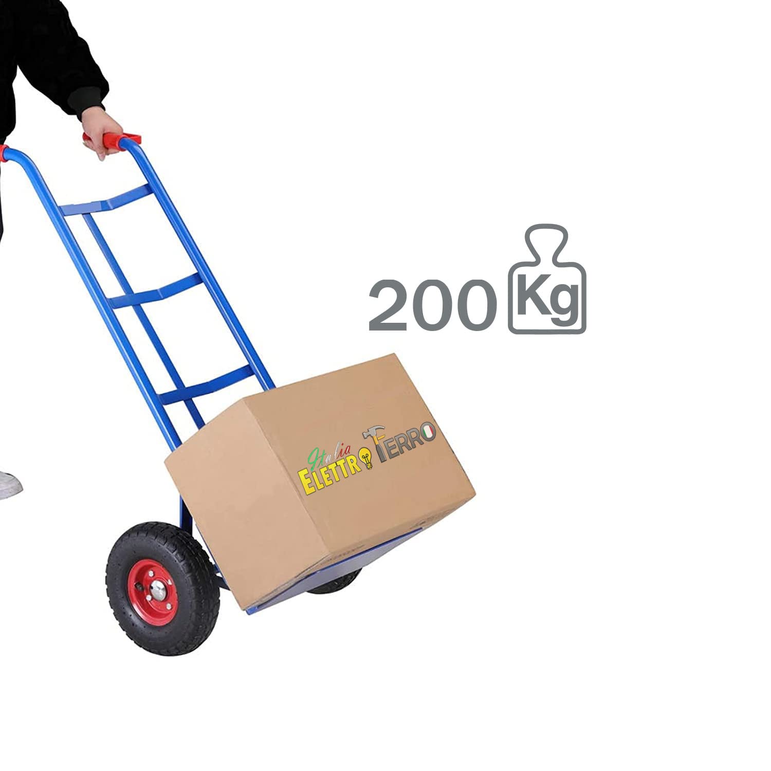 Carrello portacasse portata fino a 200kg in acciaio ruote pneumatiche Hand Trolley portapacchi portasacchi portatutto trasporto