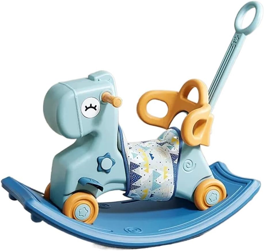 4 En 1 Caballo Balancín y Bicicleta de Equilibrio, Caballito para Niños de 1 a 3 Años, Juguete Balancín para Interior y Exterior, Materiales Lisos (Color : Blue)