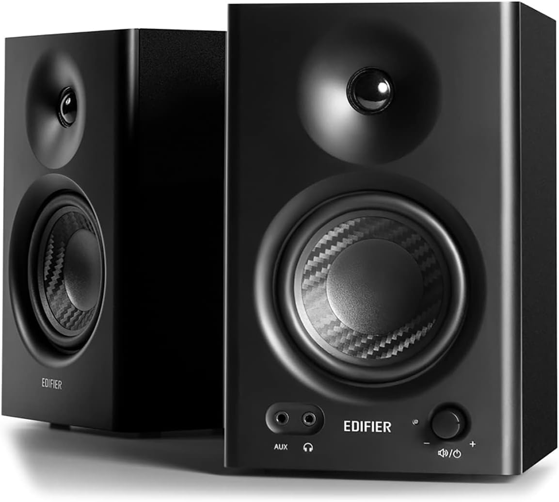 Edifier MR4 - Moniteur de Studio Compact 2.0, Amplificateur Classe D, Deux Modes Sonores, 42W, Noir