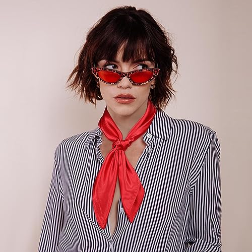 AWAYTR 23.6" Satin Neck Scarf Small Hair Scarf Women Silk Head Scarf Costume Bandana Girls Vintage Handkerchief Ribbon Scarf3