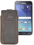 Original Suncase Tasche für / Samsung Galaxy J5 (SM-J500F) / Leder Etui Handytasche Ledertasche Schutzhülle Case Hülle / in antik-braun