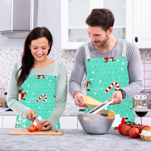 Tablier de cuisine ajustable avec 4 broches et imprimé Noël - 6