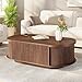 HSH Oval Coffee Table with Storage, 47” Modern Coffee Table with Press Type Door, Fluted Living Room Tables with 2 Flip-Top Hidden Lids, Wood Center Table for Living Room, Office,Walnut