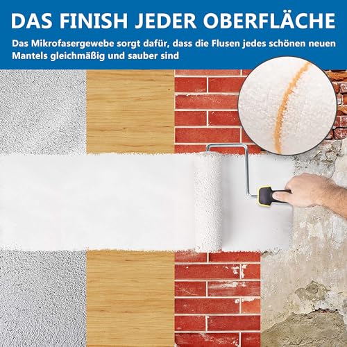 ZJTAPE Farbroller - 6 Stücke Set Profi Farbwalze, 5 Malerwalze（Breite 18cm） Polyacryl - Komplett Streichset, Teleskopstange aufsteckbar, Maler Farbzubehör - Fassadenfarbe, Streichputz, Home Deko