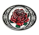 Schnalle123 Gürtelschnalle Western Rose Cowboy Blume 3D Optik für Wechselgürtel Gürtel Schnalle Buckle Modell 170