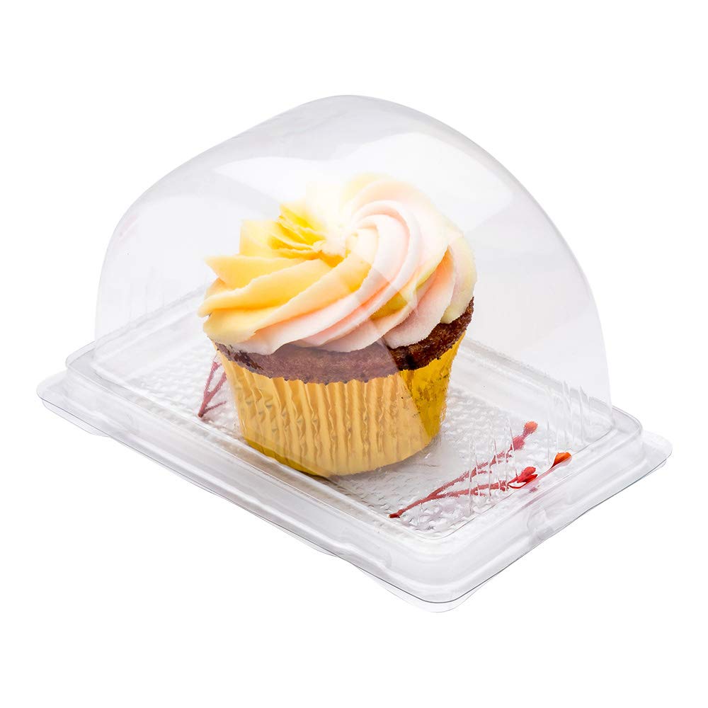 Restaurantware-13 Ounce Roll Cake Boxes, 100 Disposable Swiss Roll Cake Containers - With Lids, Semicircle, Clear Plastic Dessert Containers, For Pumpkin Rolls, Pie Slices, or Pastries,