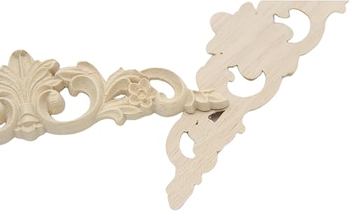 Miniatura 6 de Onlay tallado en madera, apliques de 7.9 x 2 pulgadas, marco sin pintar, decoración de puerta de estilo europeo, apliques para decoración de puertas