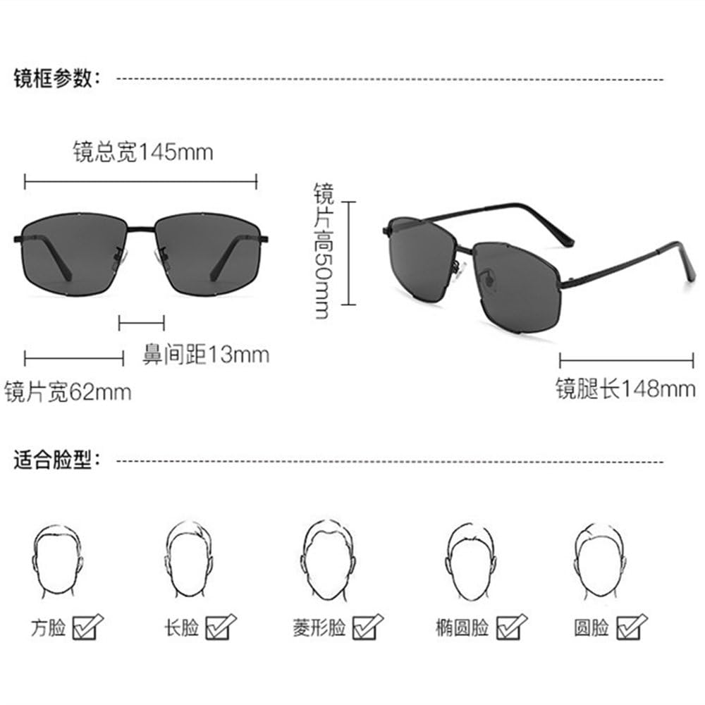 Gafas de sol polarizadas de metal para hombre, para exteriores, viajes, pesca, conducción, marco cuadrado, anti-UV
