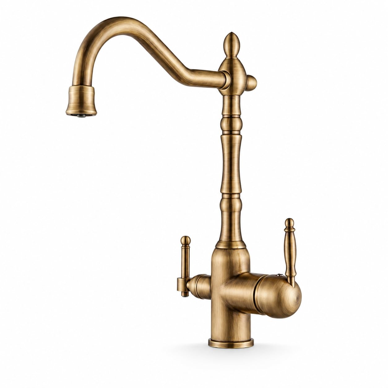 Ari 3-Wege Küchenarmatur Spültischarmatur Wasserhahn Mischbatterie Trinkwasser Messing Klassik Design Retro