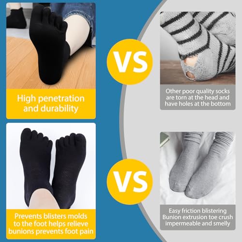 Queenshin Toe Socks for Men Five Finger Cotton Socks Low Cut No Show Athletic Running Ankle Socks 3 Pairs3