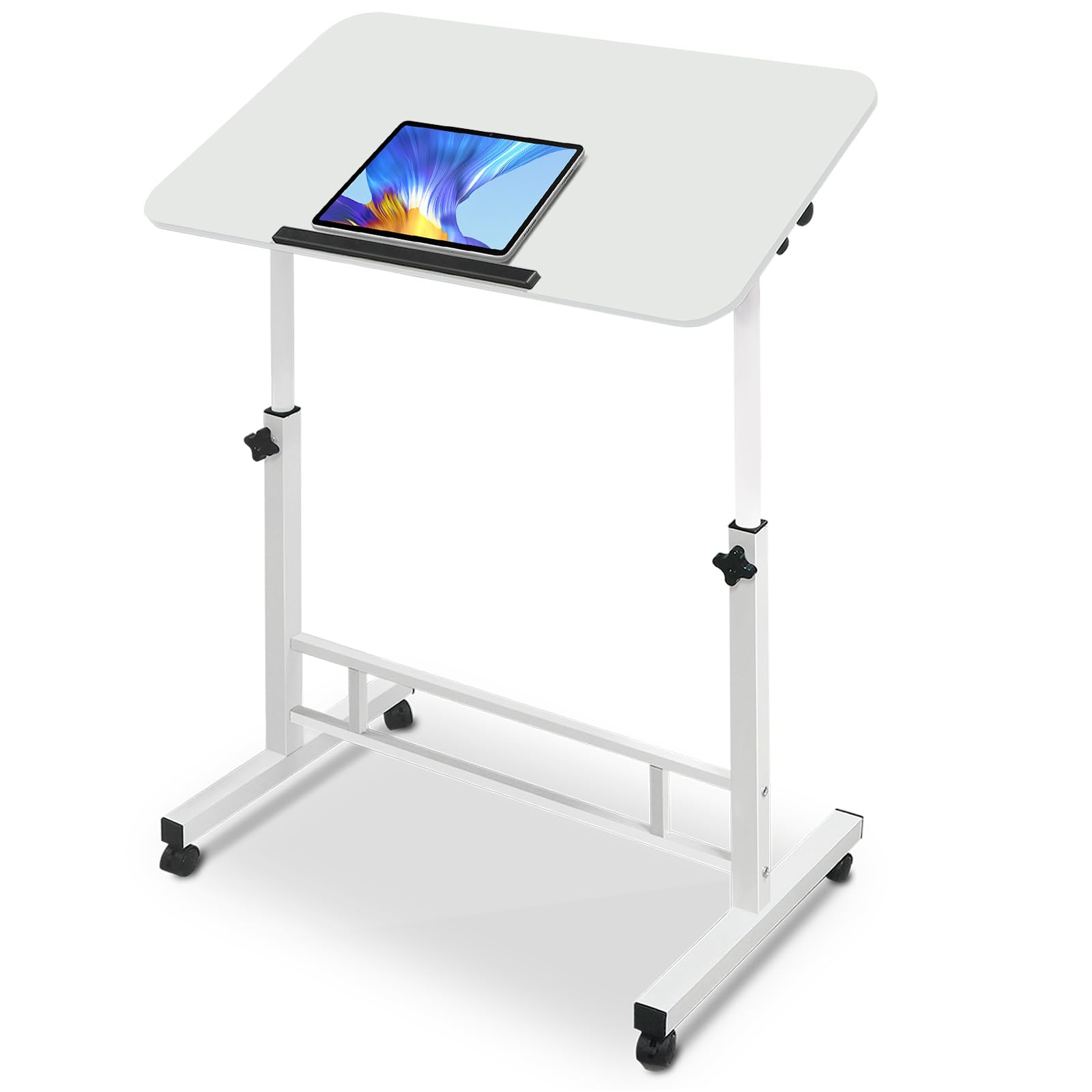 Aconcept Small Standing Desk Tiltable-Adjustable Height Mobile Stand Up Desk with Wheels 32 inch Portable Rolling Desks Laptop