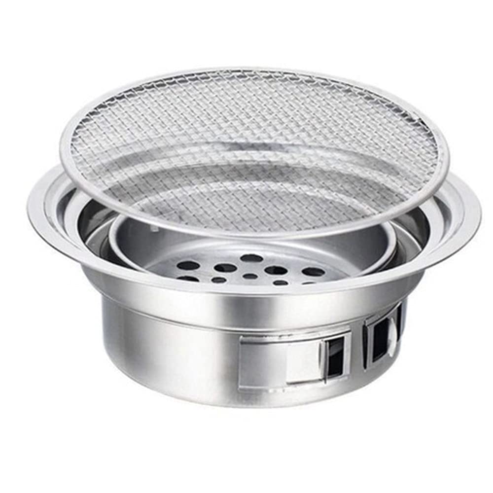Grill węglowy ze stali nierdzewnej Koreańskie nieprzywierające grille Przenośny grill zewnętrzny Okrągły grill węglowy (kolor: D)