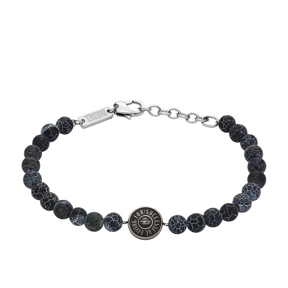 Diesel Herrenarmband Beads Achat schwarz, DX1464040