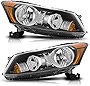 Torchbeam Accord Headlight Pair from Headlight Assembly for 2008-2012 4 Door Sedan Replacement Black Housing Amber Reflector Clear Lens Set