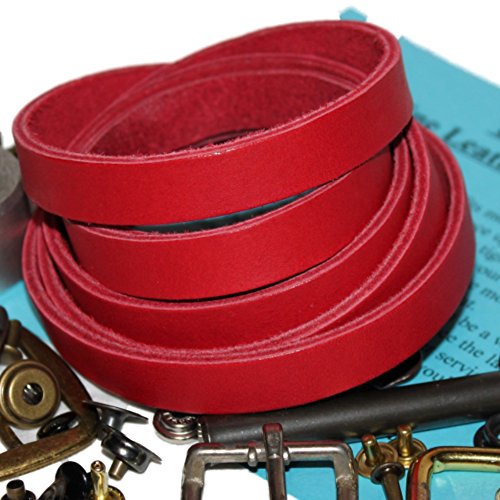 Tofl Genuine Top-Grain Leather Strap | 72 Inches Long | 1/2 Inch Wide | 1/8 Inch Thick (7-8 Oz) | 1 Leather Strip For Diy Arts & Craft Projects, Clothing, Jewelry, Wrapping | Red #TOP1