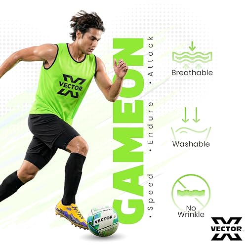 Image of Vector X 100% Polyester Mesh High sweat absorbent Training Bibs | Ideal for Foot ball Soccer Basketball Volleyball, Track and Field Play | Lightweight Scrimmage Vests Pennies