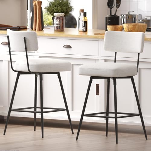 Madaha Swivel Bar Stools Chenille Upholstered Count Height