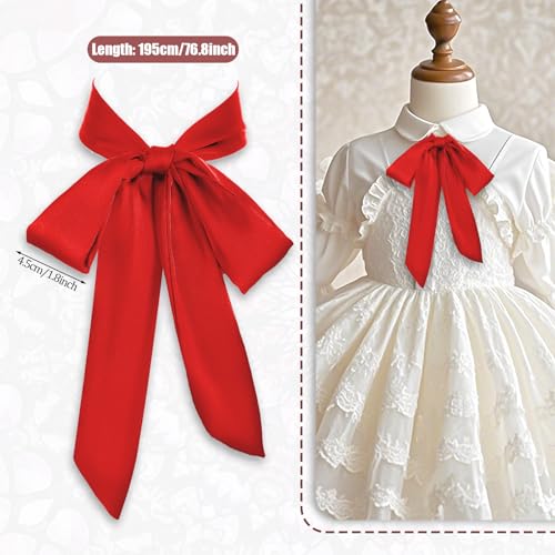 Image of Lusofie Tie for Women Self Tie Satin Ribbon Bow Tie Wide Folding Bowties Accessory for School Uniforms Cosplay Wedding Party