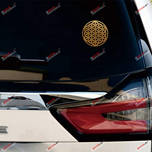 Sacred Geometry Flower Of Life Vinyl Decal Sticker - 2 Pack Gold, 3 Inches, 5 Inches - No Background For Car Boat Laptop Cup #TOP1