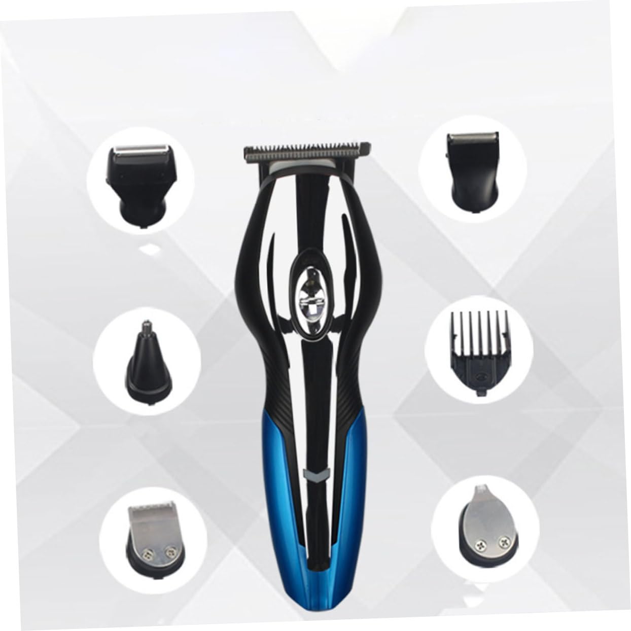 VALICLUD Kit Rasoio Elettrico Da Uomo Multifunzione Usb Ricaricabile Con Epilatore Naso, Pinzette e Accessori Da Barbiere Compatto Per Cura Viso e Barba in Acciaio Portatile