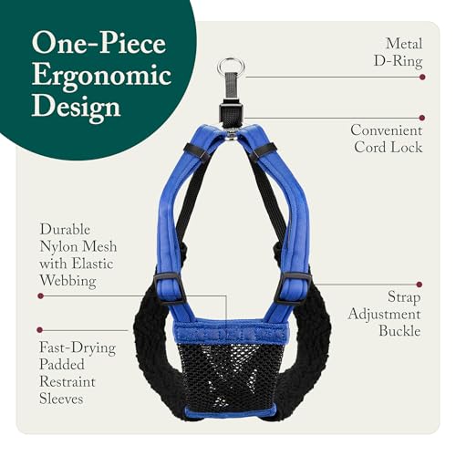 Image of Sporn No Pull Dog Harness, Durable Nylon Mesh Harness for Small Dogs, No Choke Design, Padded Restraint Sleeves, Adjustable Fit, Easy On /Off, Ideal for Small Breeds, Blue