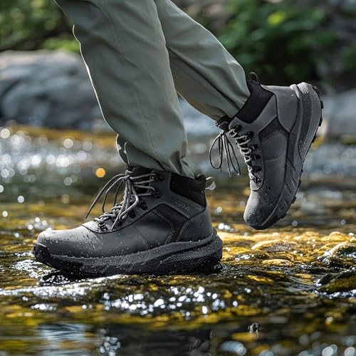 Image of NORTIV 8 Men's Waterproof Hiking Boots Lightweight Outdoor Mid Trekking Leather Shoes DriftShield
