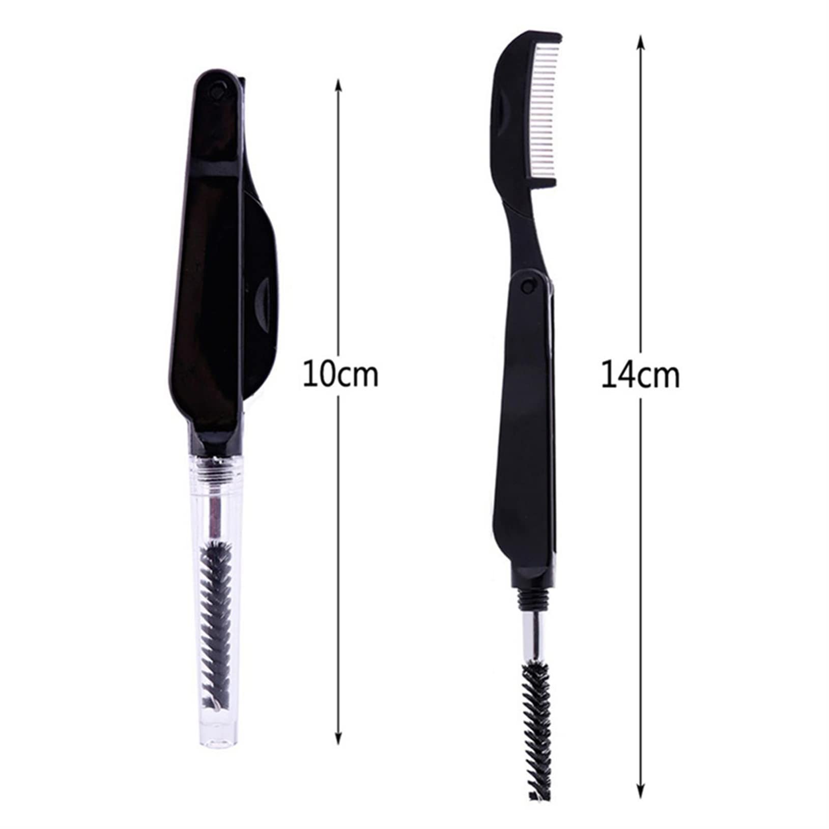 Rexcp Eyelash Comb Eyebrow Comb Foldable Brow Brushe Mascara Brushe Eyebrow Spoolie Grooming Brushe Makeup Tool, Black