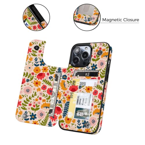 Image of uCOLOR for iPhone 12 /12 Pro Wallet Case Flip (Colorful Wild Flowers)
