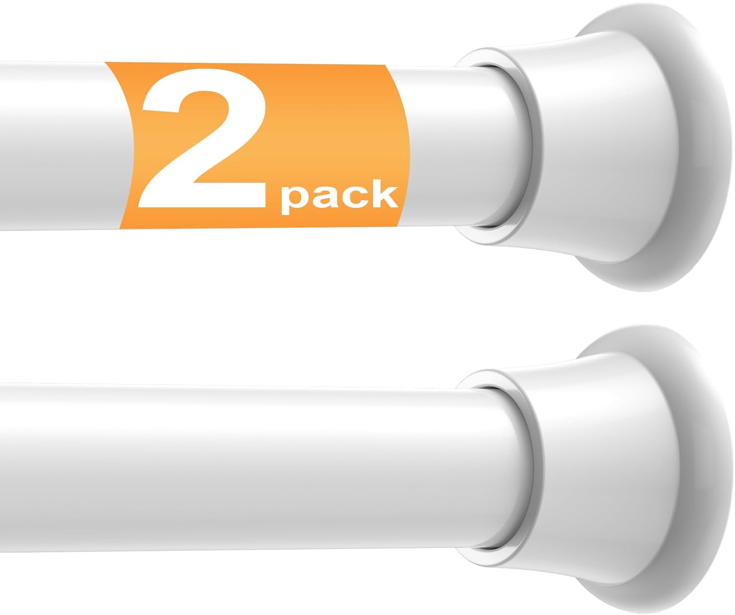 2 Pack Tension Curtain Rod 30-62 Inch White Shower Curtain Rods No Drilling Tension Rod for Windows Spring Adjustable Curtain Rods for Windows,Doorway,Bathroom,Closet,7/8" Diameter