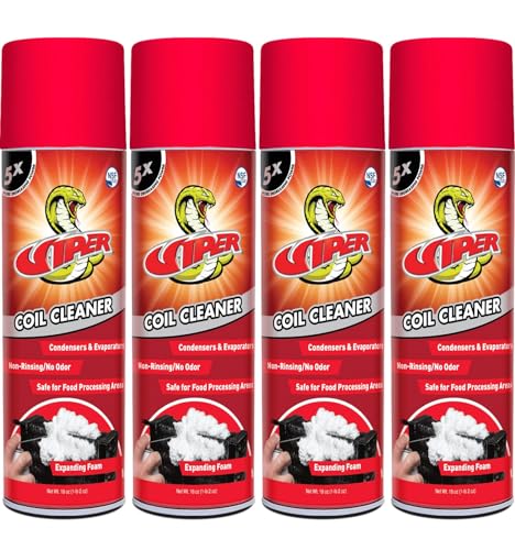 Fast-Shipping Refrigeration Technologies RT375A Viper Aerosol Foaming Coil Cleaner Degreaser Food Grade Expanding Foam 18oz (4) SHIPPED IN OUR BRANDED PACKAGING.
