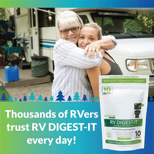 Unique Rv Digest-It Black Water Tank Treatment - Concentrated Drop In Pods Rv Toilet Treatment - Eliminates Odor, Liquifies Waste, Prevents Sensor Misreading, Ca Approved (10 Pods) #TOP6