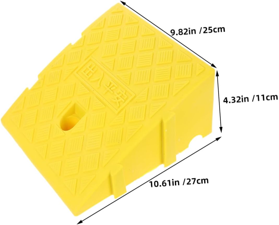 HEMOTON Heavy Duty Non-Slip Car Ramp with Buckle, Yellow Plastic Threshold Ramp 250x270x110mm for Home Entrances, Wheelchair and Vehicle Access Aid